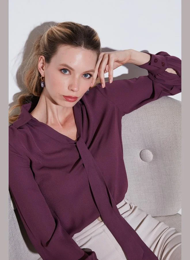 Lela Lela Tie Detail V-Neck Chiffon Shirt Women's SHIRT 611BZ0047