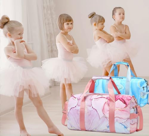 LOIDOU Dance Bag for Girls Kids Duffle Bag with Shoe Compartment Dry Wet Pocket 20L Waterproof Gym Duffle Bags for Women Ballet Competition Weekender Overnight Travel Bag Pink - Image 3