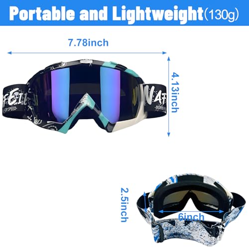 YOHOG Dirt Bike ATV Goggles Motorcycle Gear Riding Motocross Dirtbike Goggles Bike Riding Racing Goggles UTV MX OTG Offroad Goggles for Men Women UV400 Skiing Goggles for Adult Youth Kids（Color Lens） - Image 4
