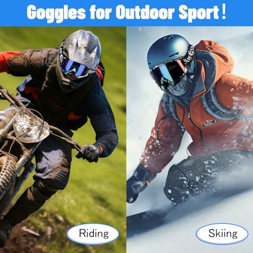 YOHOG Dirt Bike ATV Goggles Motorcycle Gear Riding Motocross Dirtbike Goggles Bike Riding Racing Goggles UTV MX OTG Offroad Goggles for Men Women UV400 Skiing Goggles for Adult Youth Kids（Color Lens） - Image 5