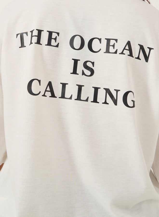 Styli Slogan Print Short Sleeve Oversized T-Shirt  - Image 3