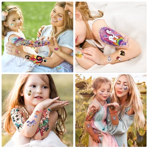 atydkug 52 PCS Kids Full Arm Temporary Tattoos - Rocket Car Dinosaur Planet Astronaut & Dolphin Castle Cat Body Tattoos Stickers for Boys & Girls, Party Supplies Gifts - Image 3