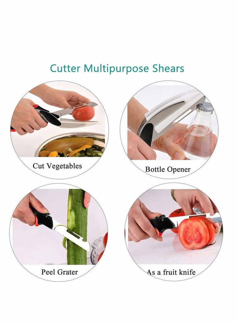 Excefore Kitchen Scissor Food Choppers Slicer Cutter With Cutting Board for Picnic BBQ - Image 4