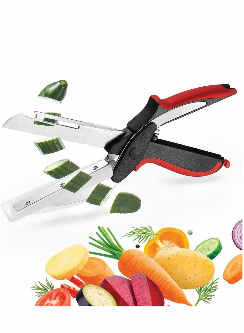 Excefore Kitchen Scissor Food Choppers Slicer Cutter With Cutting Board for Picnic BBQ - Image 1