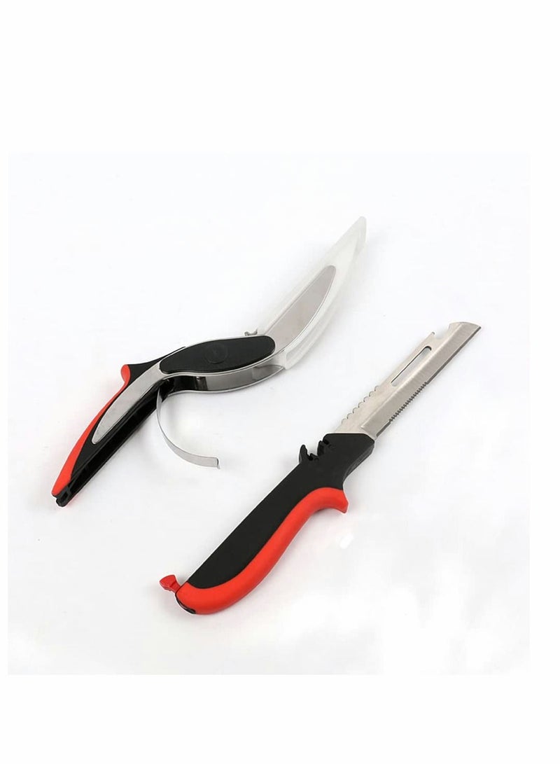Excefore Kitchen Scissor Food Choppers Slicer Cutter With Cutting Board for Picnic BBQ - Image 3