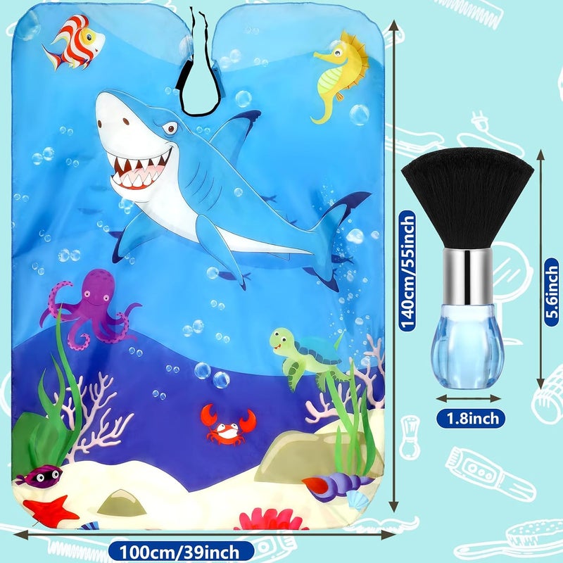 FEBSNOW Kids Hair Cutting Cape,Professional Kids Barber Cape and Neck Duster Brush Cartoon Hairdresser Apron with Adjustable Closure for Children Salon Barber Supplies for Kids & Adults 55x39 Inches - Image 2