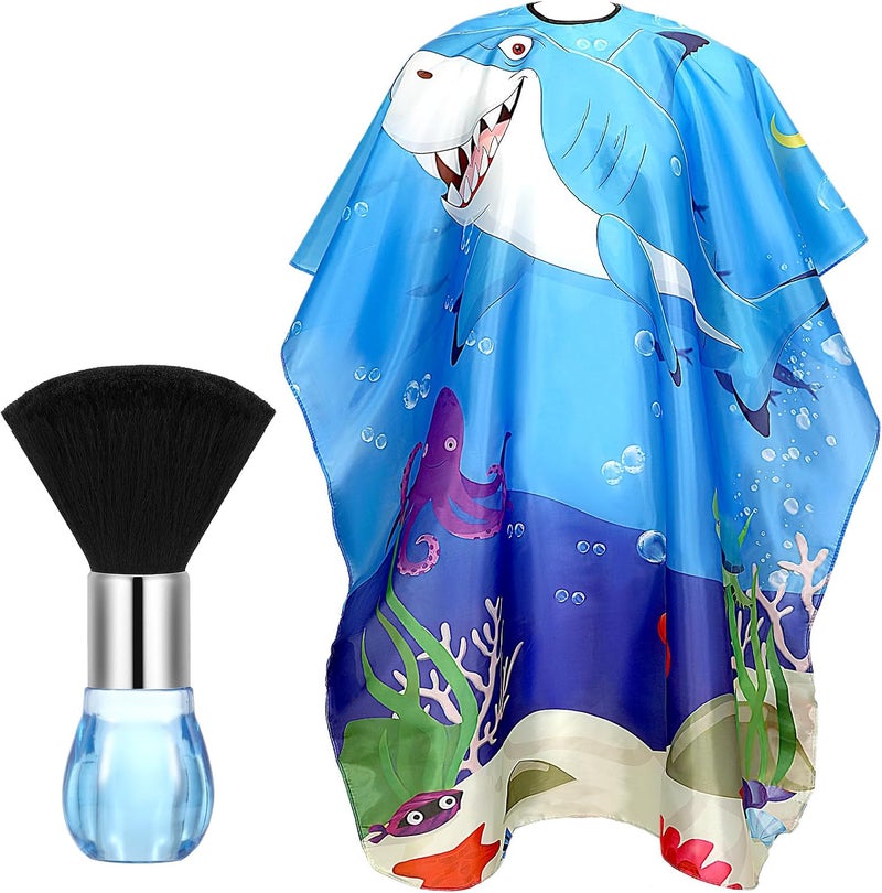 FEBSNOW Kids Hair Cutting Cape,Professional Kids Barber Cape and Neck Duster Brush Cartoon Hairdresser Apron with Adjustable Closure for Children Salon Barber Supplies for Kids & Adults 55x39 Inches - Image 1