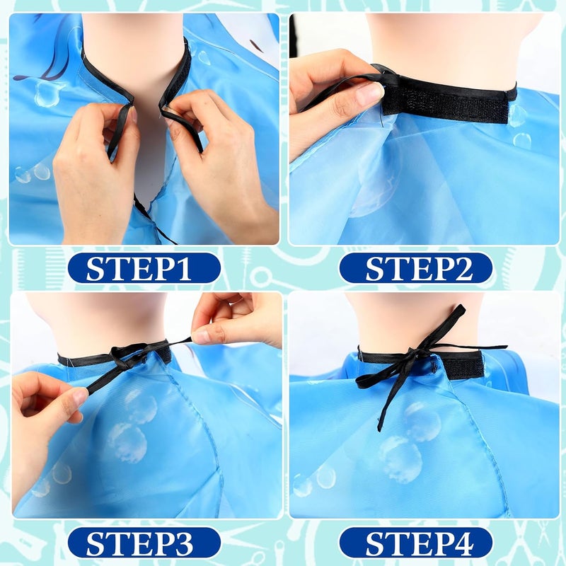 FEBSNOW Kids Hair Cutting Cape,Professional Kids Barber Cape and Neck Duster Brush Cartoon Hairdresser Apron with Adjustable Closure for Children Salon Barber Supplies for Kids & Adults 55x39 Inches - Image 5