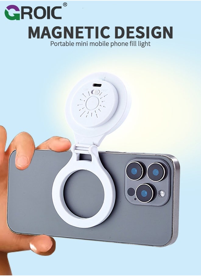 GROIC Magnetic Selfie Light, Fill Light Magnetic Folding Fill Light, LED Phone Camera Light, Portable Photography Lighting, Fill Light for Mobile Phone Photography for Vlogging, Vide  - Image 3