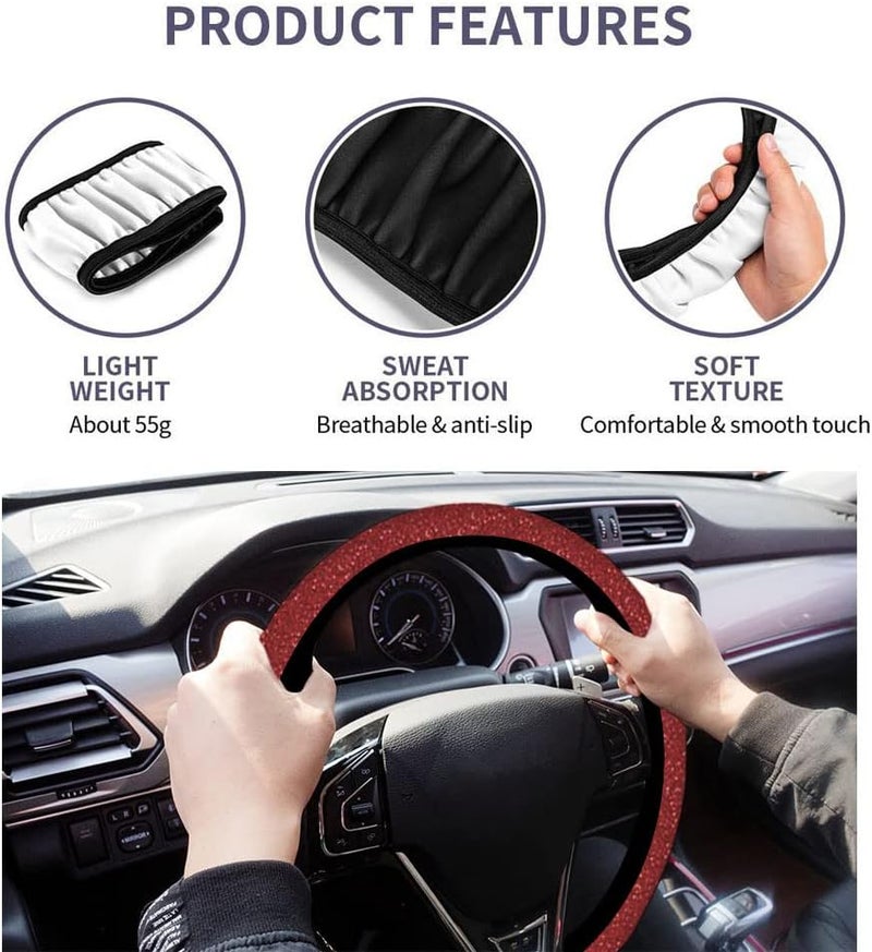 Swono Red Glitter Steering Wheel Cover,Abstract Red Shiny Glitter Breathable Auto Car Steering Wheel Cushion Case for Men Universal 15 Inch Steering Wheel Protection - Image 4