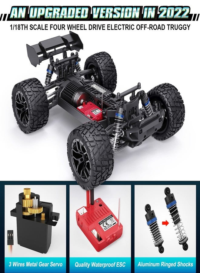 HAIBOXING سيارات هايبكسينغ RC هيلستورم، سرعة عالية 36+ كم/س 4WD 1:18 مقياس شاحنة تروجي مقاومة للماء تحكم عن بعد شاحنة وحش على الطرق الوعرة مع بطاريتين قابلتين لإعادة الشحن، ألعاب لجميع التضاريس للأطفال والبالغين - Image 3