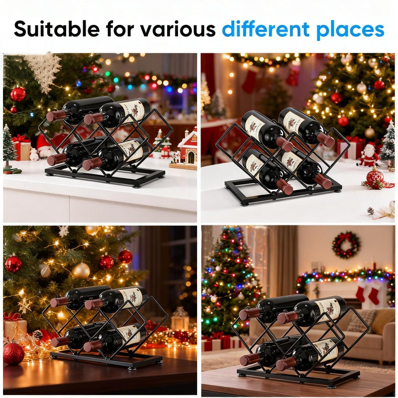 POKIPO Countertop Wine Rack - 7 Bottles Metal Small Wine Rack Wine Bottle Holder Storage Space Saving for Home Kitchen Bar Tableop Cabinet Pantry - Image 3