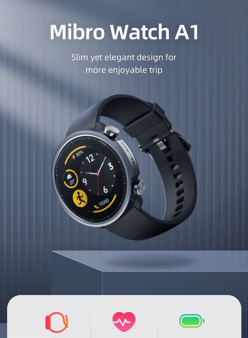 MIBRO A1 Health Monitoring Waterproof Smartwatch Call reminder Black - Image 4