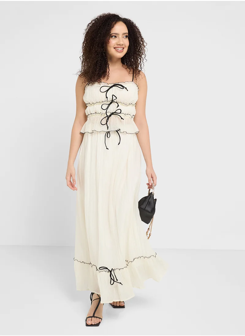 Ginger Tie Up Detail Strappy Top & Maxi Skirt Set
