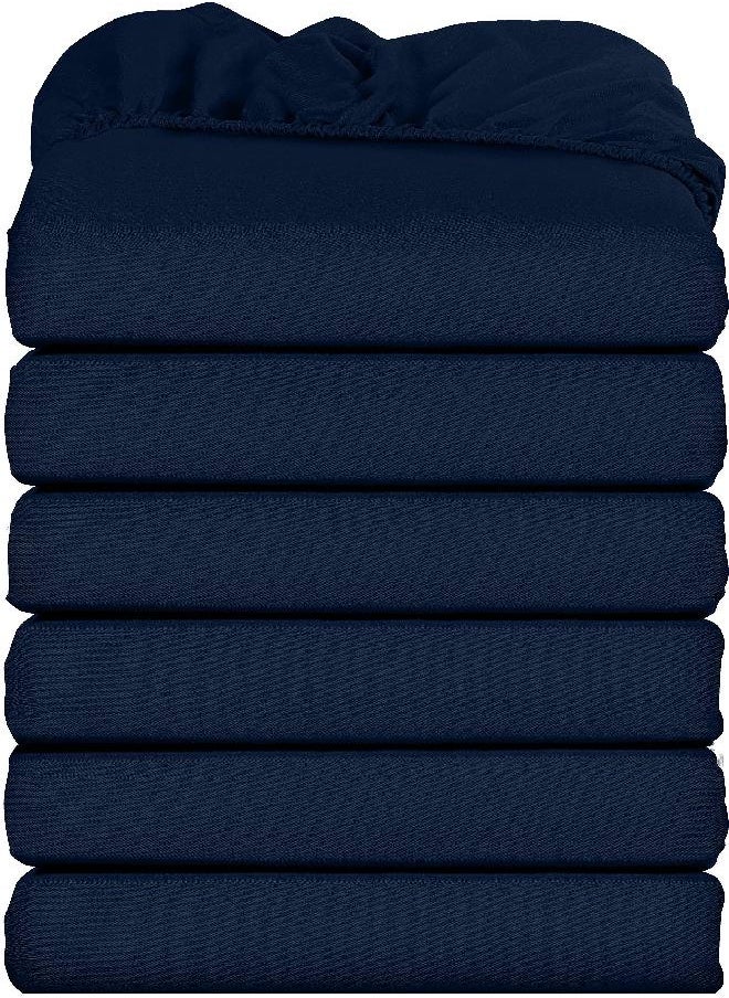 Utopia Bedding Utopia Bedding Queen Fitted Sheets - Bulk Pack of 6 Bottom Sheets - Soft Brushed Microfiber - Deep Pockets - Shrinkage & Fade Resistant - Easy Care (Navy)  - Image 1