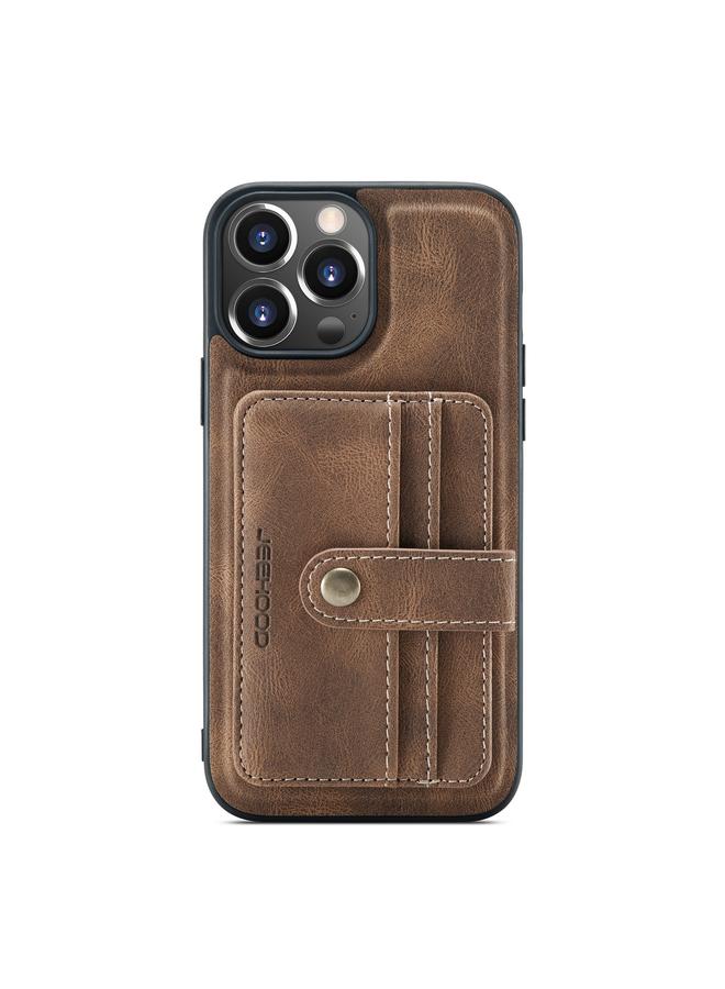 The Bros Case For iPhone 13 Pro Max Anti-theft Brush Magnetic PU + TPU Protective Case with Card Slot