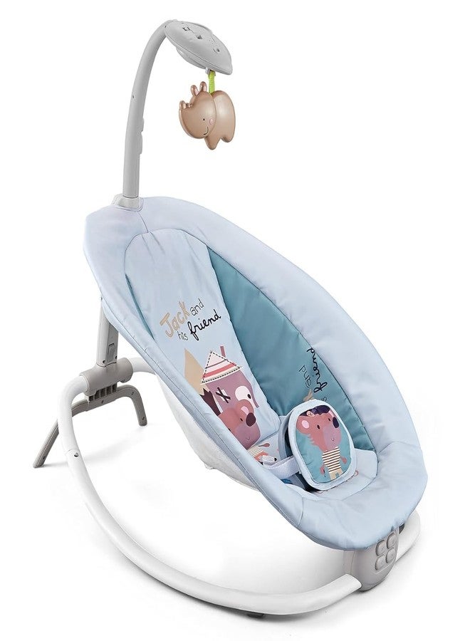 VBM Baby Rocker for Kids Cradle Infants Baby Swing Portable Baby Bouncer 5 Swing Speeds,Remote Control, with Sounds Projector and Vibration，360° Rorating Toy Indoor & Outdoor Use (Grey) - Image 1