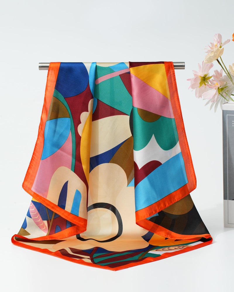 CHLINS 4 PCS 27.5 Inches Satin Head Scarf Silk Scarf for Women Lightweight Hair Bandanas Head Scarves Neck Scarf Hair Wrap (Green+Black+Brown+Orange) - Image 4