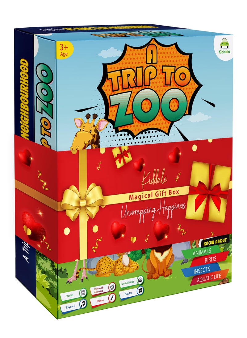 Kiddale Pack of 2 Musical Interactive Children Sound Books: My Home to Neighbourhood & Trip to Zoo|Gift for 3+ Years Baby|E Learning Book|Smart Intelligent Activity Books|Nursery Rhymes|Talking Book  - Image 1