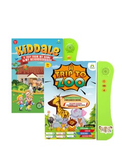Kiddale Pack of 2 Musical Interactive Children Sound Books: My Home to Neighbourhood & Trip to Zoo|Gift for 3+ Years Baby|E Learning Book|Smart Intelligent Activity Books|Nursery Rhymes|Talking Book  - Image 2
