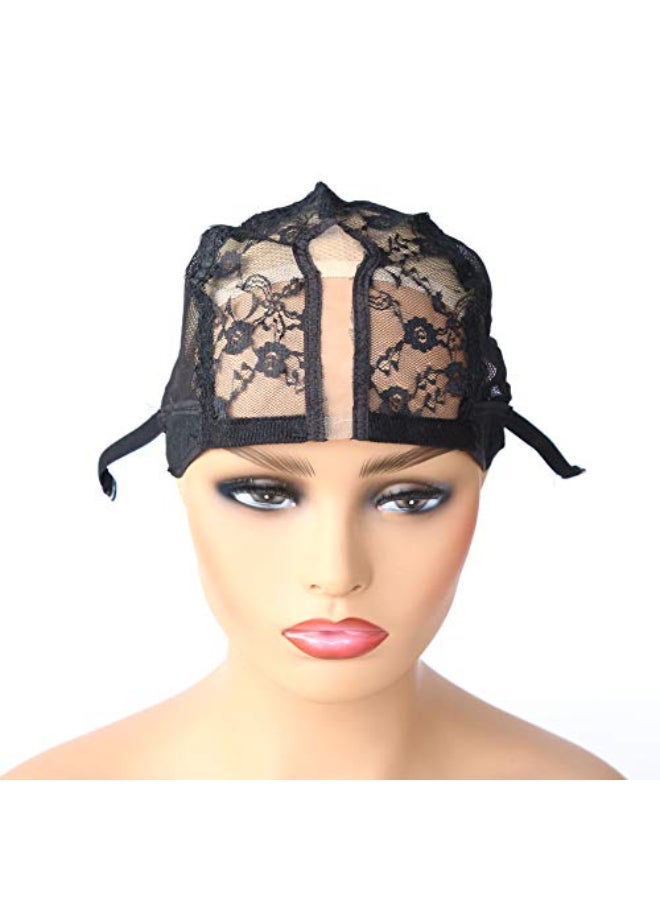 BTWTRY U Part Wig Cap for Making Wigs with Adjustable Strap Medium Size Black Dome Mesh Weaving Wig Cap for Women and Girls DIY Wigs 1 Pc Black - Image 4