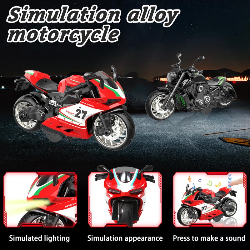MQDMINI 4-Pack Pull-Back Motorcycle Toys - Friction Powered Kids Toy Cars with Lights, Sounds & Automatic Drive for Boys & Girls Aged 3-12 - Image 3