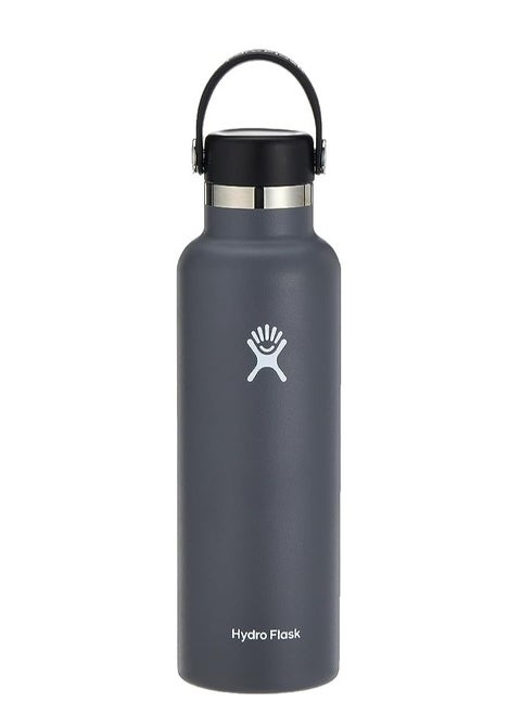 HYDRO FLASK - زجاجة مياه 709 مل (24 أونصة) - زجاجة مياه معزولة بالفراغ من الفولاذ المقاوم للصدأ مع غطاء مرن مقاوم للتسرب وطلاء مسحوق - خالية من مادة BPA - فوهة قياسية - حجرية