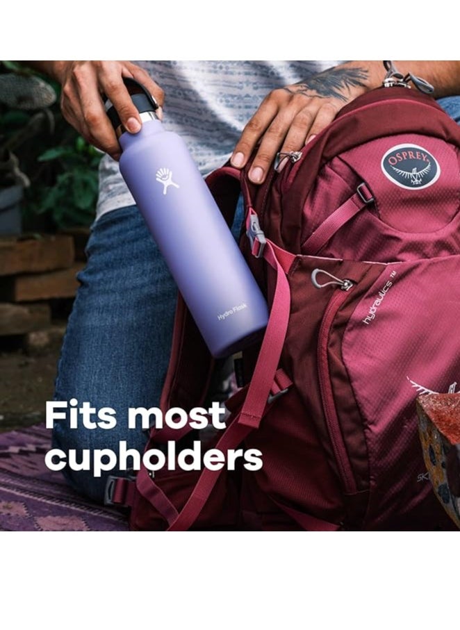 HYDRO FLASK - زجاجة مياه 709 مل (24 أونصة) - زجاجة مياه معزولة بالفراغ من الفولاذ المقاوم للصدأ مع غطاء مرن مقاوم للتسرب وطلاء مسحوق - خالية من مادة BPA - فوهة قياسية - حجرية