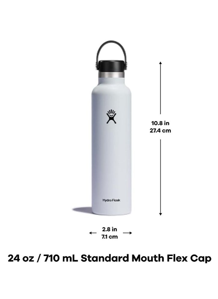HYDRO FLASK - زجاجة مياه 709 مل (24 أونصة) - زجاجة مياه معزولة بالفراغ من الفولاذ المقاوم للصدأ مع غطاء مرن مقاوم للتسرب وطلاء مسحوق - خالية من مادة BPA - فوهة قياسية - حجرية