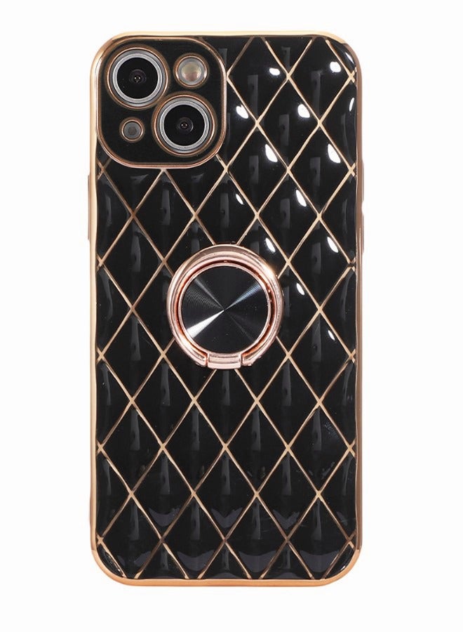 Motim iPhone 14/14 Plus Case Cover with Ring 360°rotatable Kickstand, Plated Soft TPU Kickstand Cover, Slim Shockproof Full-Body Protection Phone Case - Image 1