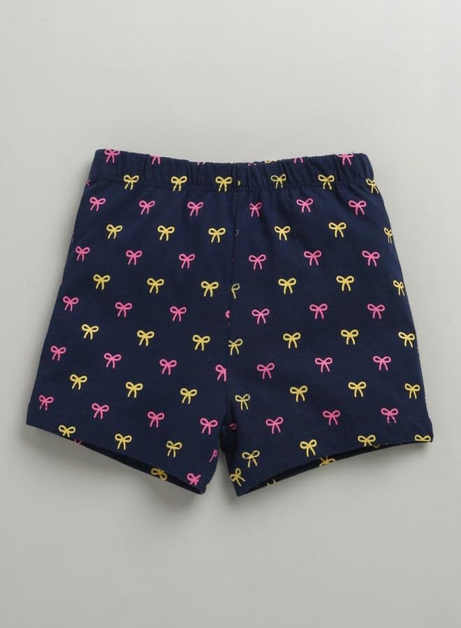 BUMZEE شورتات قطنية للبنات من بامزي بطول الركبة، لون كحلي ووردي، عبوة من قطعتين، مقاس 18-24 شهرًا (Peb10441E-nbl) - Image 4