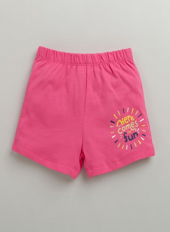 BUMZEE شورتات قطنية للبنات من بامزي بطول الركبة، لون كحلي ووردي، عبوة من قطعتين، مقاس 18-24 شهرًا (Peb10441E-nbl) - Image 2