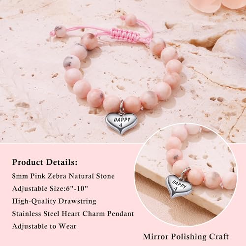 Sereney 4 Year Old Girl Birthday Gifts, Adjustable Handmade Beaded Bday Bracelet as Birthday Gift for 4 Year Old Girl, Four Year Old Girls Bday Gifts for 4th Daughter Niece Granddaughter Girls - Image 3