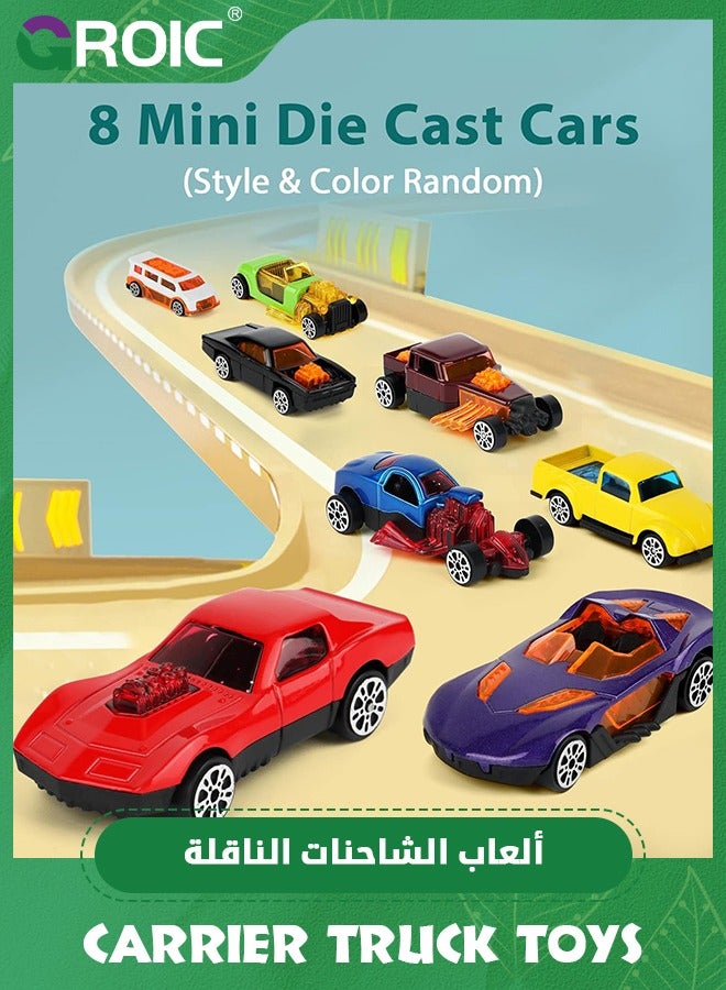 GROIC Car Carrier Truck Toys, Truck Launcher Toys, Soft Bullet Launcher Gun, 4 in 1 Transport Truck Carrier Launcher Toys with 8 Alloy Car, Lights  Sounds, Carrier Truck Toy Ideal Gift for Boys Girls - Image 5