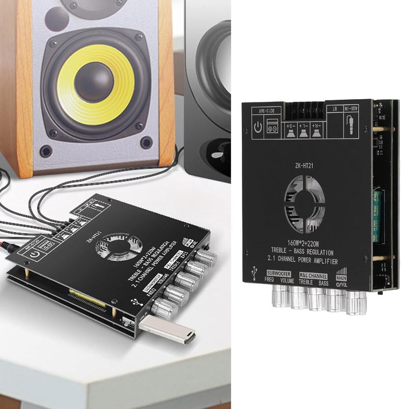 ZK HT21 2 1 Channel 100W Subwoofer Amplifier Board with Volume Control for Home Theater - Image 5