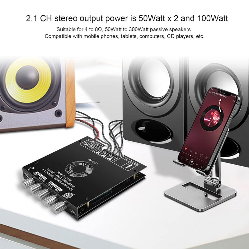 ZK HT21 2 1 Channel 100W Subwoofer Amplifier Board with Volume Control for Home Theater - Image 4