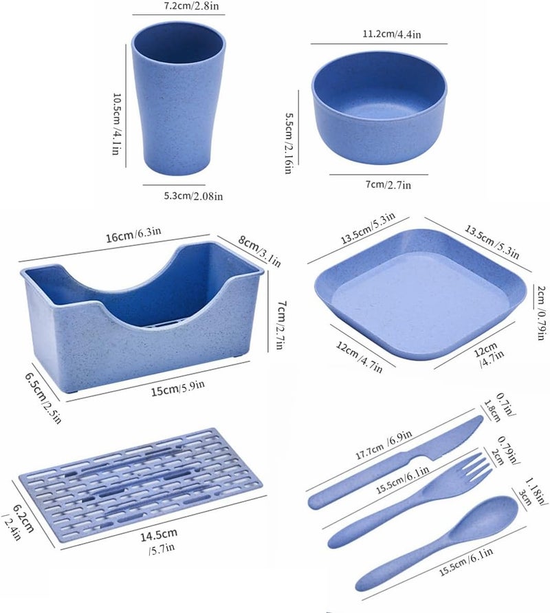 OriGlam 25pcs Plates and Bowls Sets Dinnerware Sets Plastic Picnic Party Camping Dinner Sets Dishes Set Plates Mugs Bowls Dishes Cutlery Set Microwave Safe Beige - Image 5