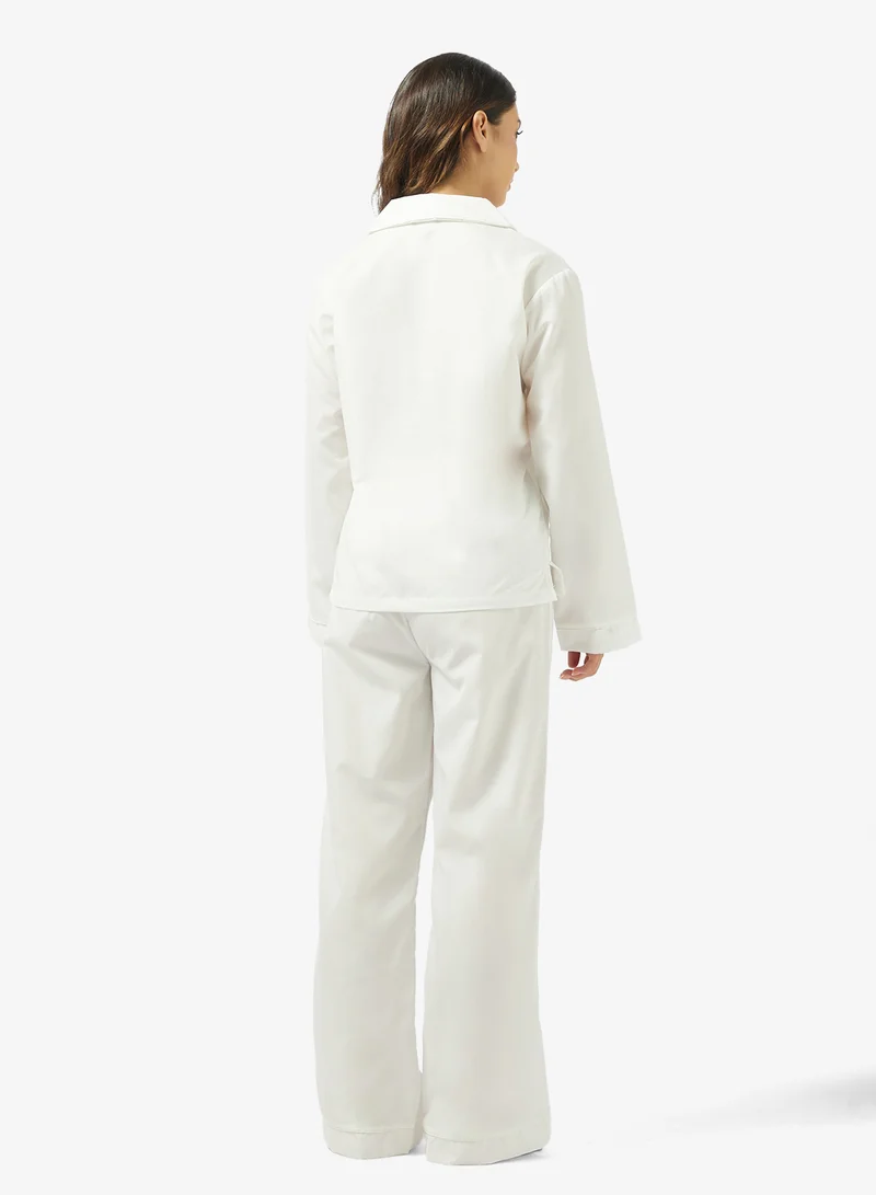 جينجر Bow Detail Shirt & Pyjama Set