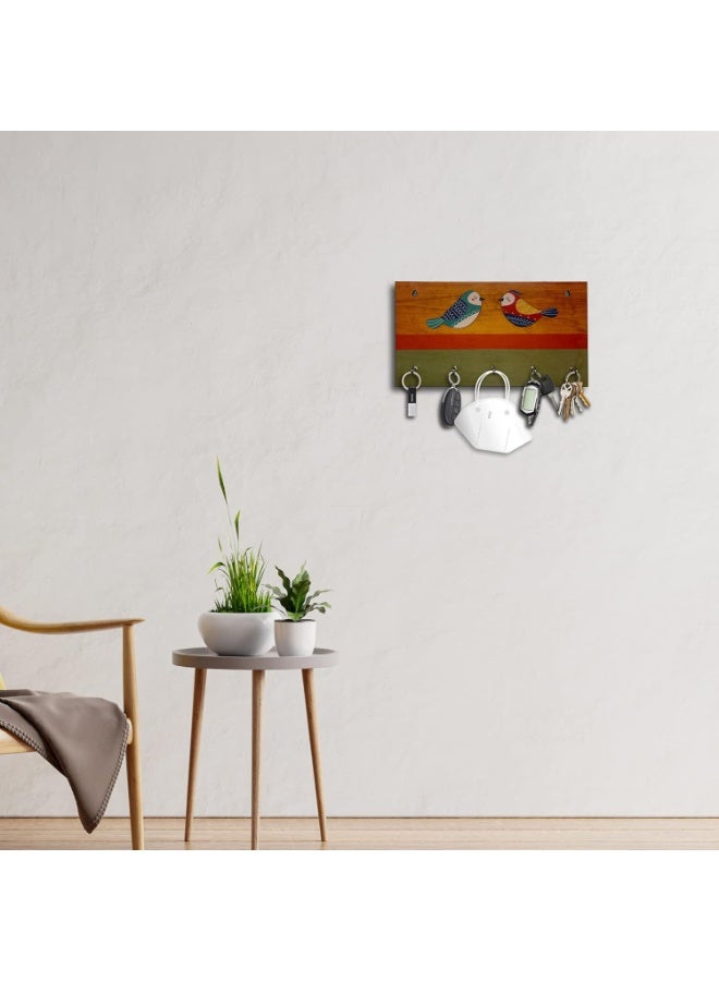 آرتفيب حامل مفاتيح خشبي أنيق وفريد ​​من نوعه من Artvibes لتزيين الجدران، مزود بخمسة خطافات أنيقة من الفولاذ المقاوم للصدأ، منظم مفاتيح جميل لتزيين المنزل (KH_800) - Image 2