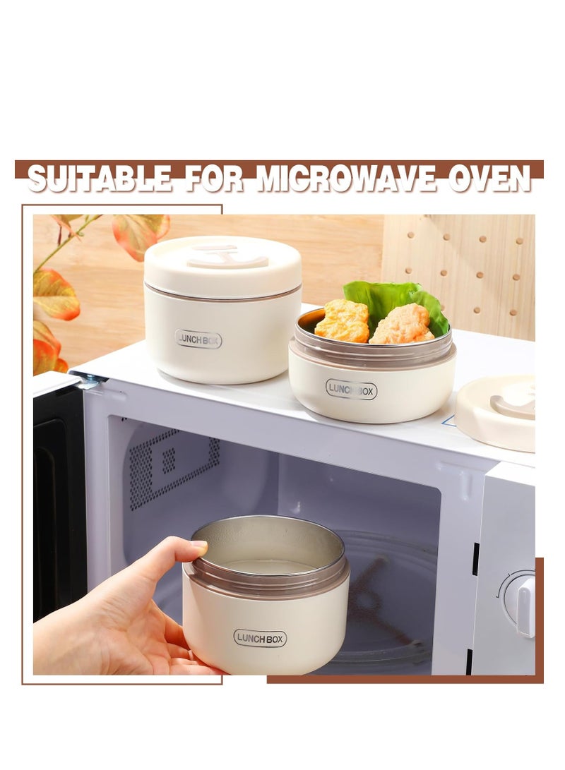 CityRiya-Long 4 Pcs Insulated Bento Box Portable Stainless Steel Food Container Round Microwave Safe Stackable Leakproof Thermal Food Container for Adult Men Women with Insulated Bag.  - Image 5