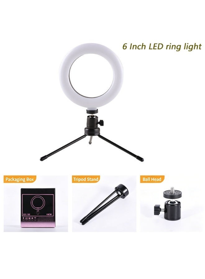 6 Inch LED Ring Fill Light with 14cm Tripod Stand,  3 Color Temperature Dimmable Desktop Makeup Light,  360° Adjustment Selfie Circle Light , USB Portable Beauty Ring Light for Live Streaming, Makeup, Photography, Video Recording - Image 5