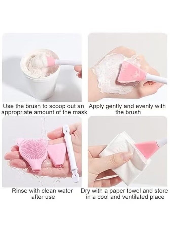 Silicone Facial Mask Brush, Massage Spoon, Exfoliating Brush, Soft Makeup Brush for Facial Cleansing, Suitable for Clay, Charcoal, Combination Masks - Assorted Colors - Image 3