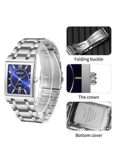 HALEI HALEI 2-Piece Luxury Couple Watches Silver Tone Stainless Steel Quartz Calendar Wristwatch Rhinestone His and Her Watch Set  - Image 3