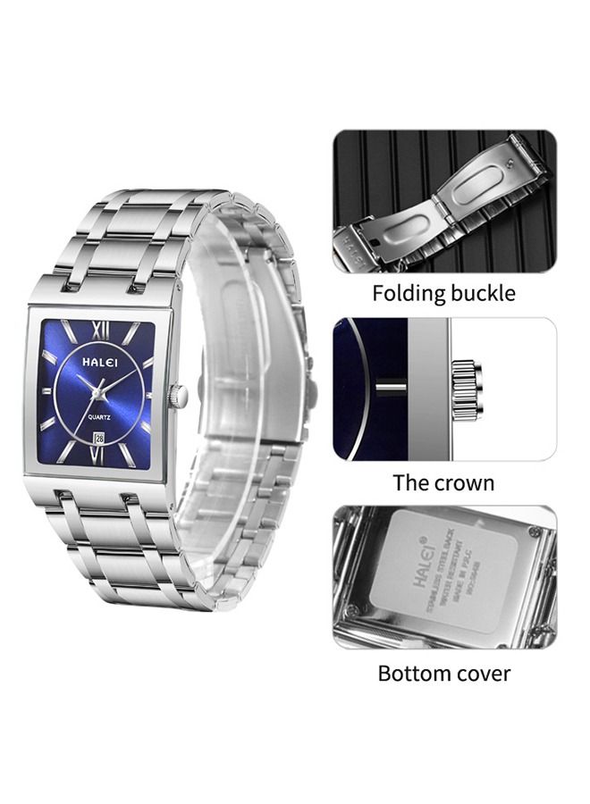 هالي 2 قطعة فاخرة زوجين ووتش الفضة الفولاذ المقاوم للصدأ كوارتز التقويم ووتش حجر الراين له ولها مجموعة ووتش - Image 3