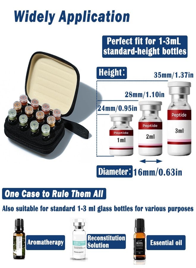 Mazentrix Mini Peptide Vial Case for Fridge Storage - 12Slot Organizer Holds 1-3ml Vials for Insulin, GLP-1, Peptides,Hard Shell Travel Case with Hand Strap,Black - Image 4