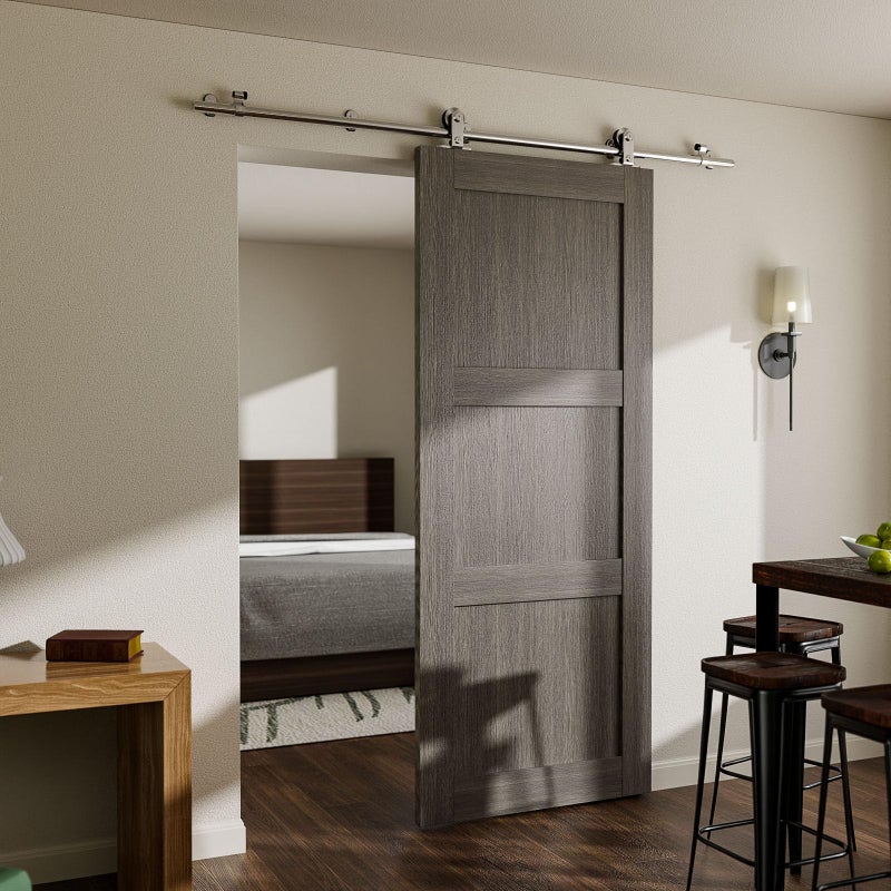 CCJH 6FT (1.8M) Sliding Door Track Kit, Internal Stainless Steel Sliding Barn Wood Door Hardware System for Single Door - Image 2