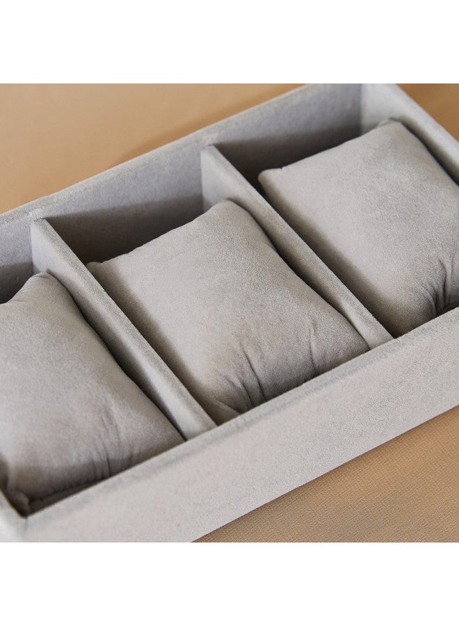Home Box Velour 3-Compartment Jewellery Tray with 3 Pillows for Watches 21.6 x 4.5 x 12.2 cm - Image 4