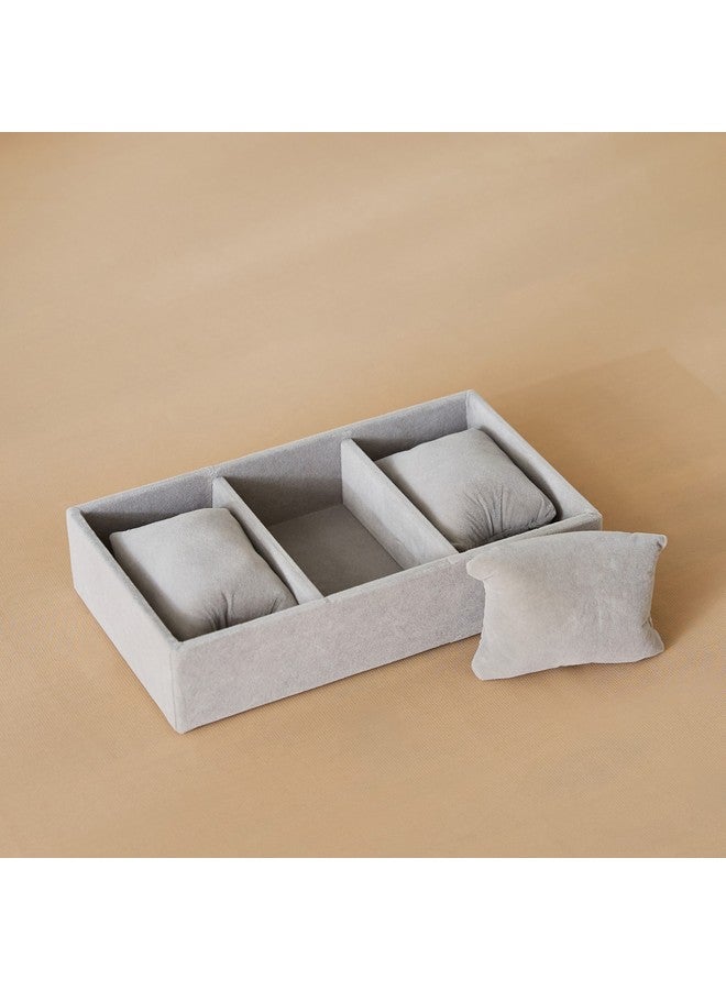 Home Box Velour 3-Compartment Jewellery Tray with 3 Pillows for Watches 21.6 x 4.5 x 12.2 cm - Image 3