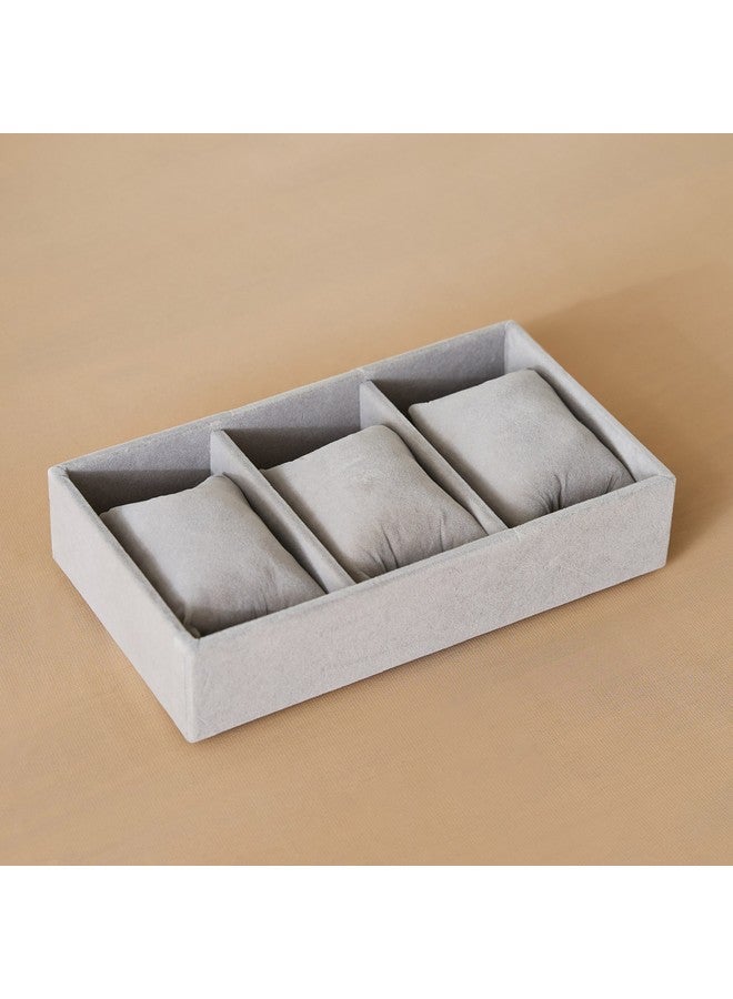 Home Box Velour 3-Compartment Jewellery Tray with 3 Pillows for Watches 21.6 x 4.5 x 12.2 cm - Image 2