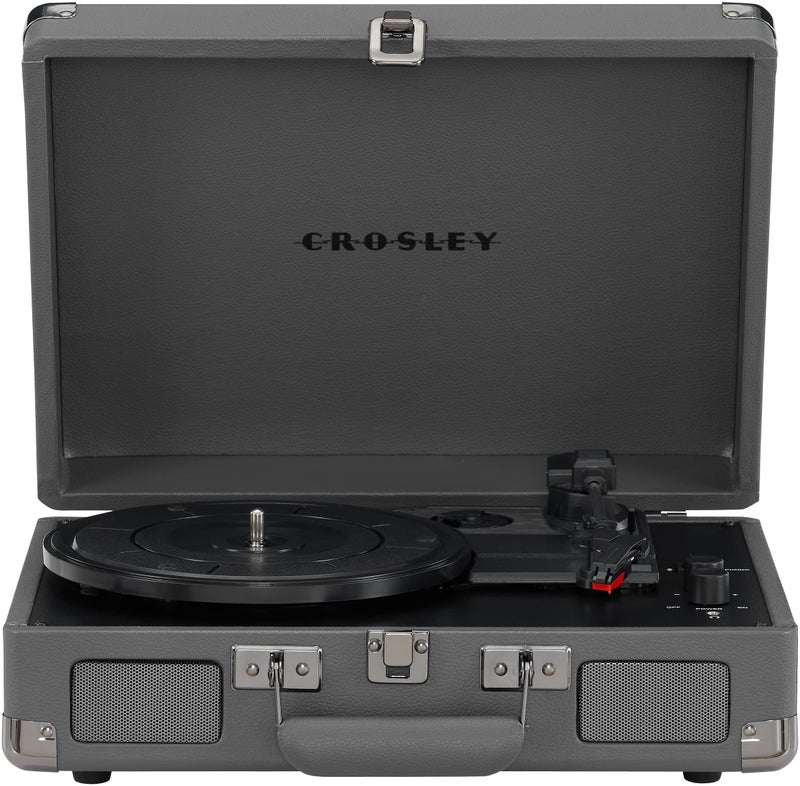 Crosley كروسلي CR8005F-SG كروزر بلس فنتاج مشغل أسطوانات بلوتوث 3 سرعات في/خارج حقيبة، رمادي - Image 1